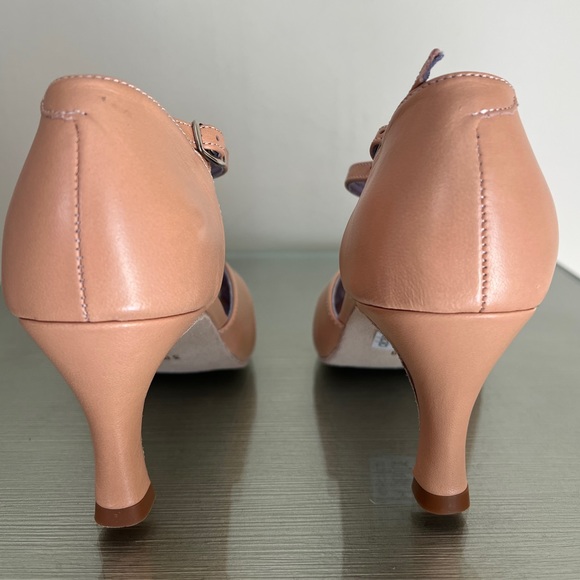 MERLET Renee Caffe Crème Leather 2.5 Jolie Flare Heel Medium Dance Size 8 - Picture 4 of 9